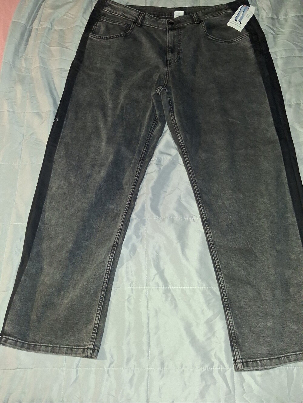 Time And Tru Blackwash Tuxedo High Rise Relax Fit Straight Leg Jeans